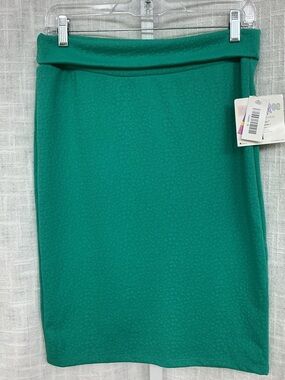 LuLaRoe Cassie Teal Knit Pencil Skirt with Folded Waistband